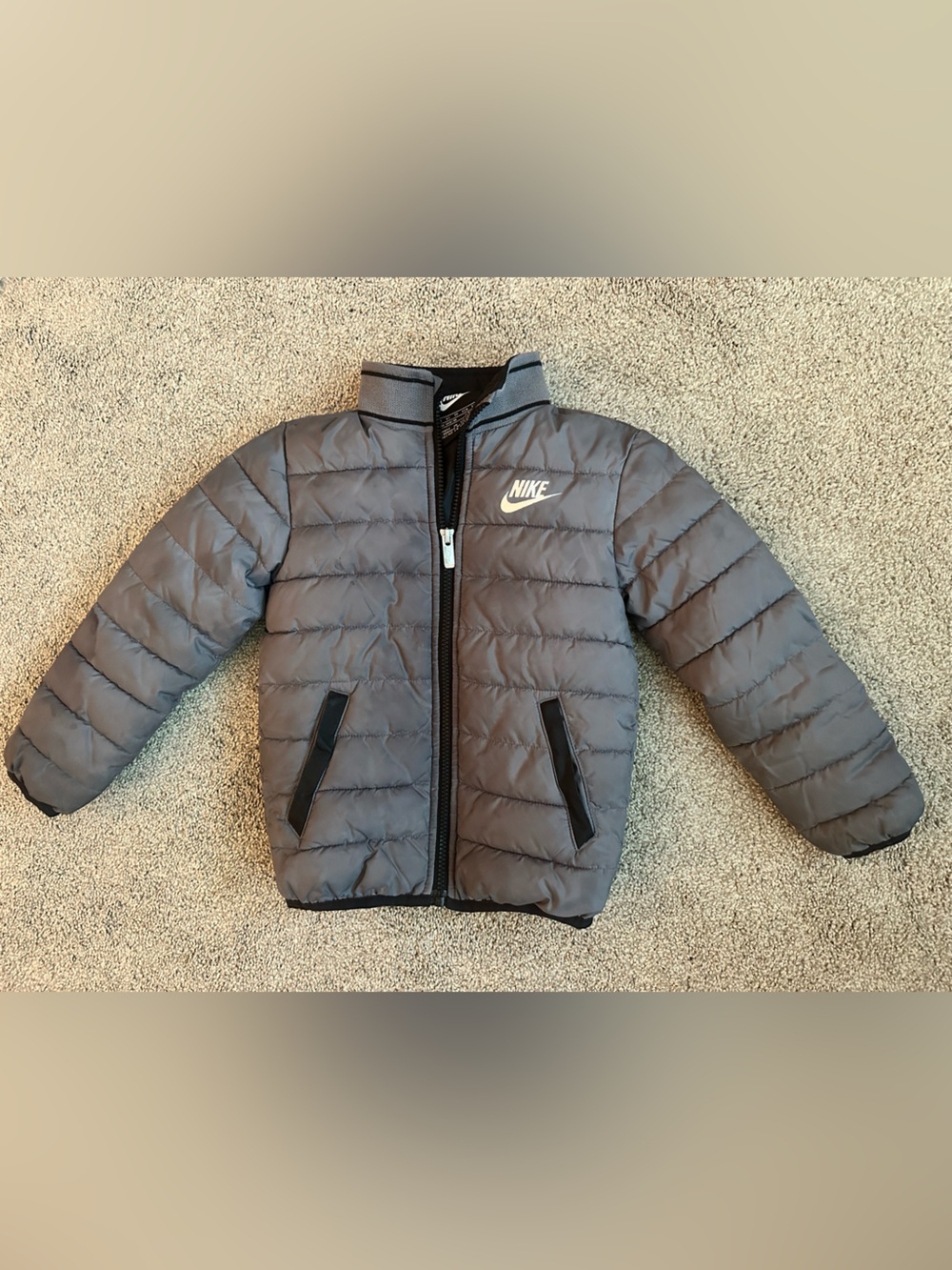 Nike Dark Gray Quilted Puffer Jacket with Logo